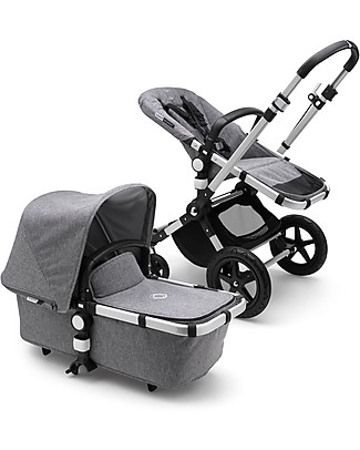 Bugaboo Passeggino Bugaboo Cameleon 3 Plus Con Seduta e Navicella - Telaio Alluminio + Rivestimento Grigio Melange - Il più versatile! Passeggini