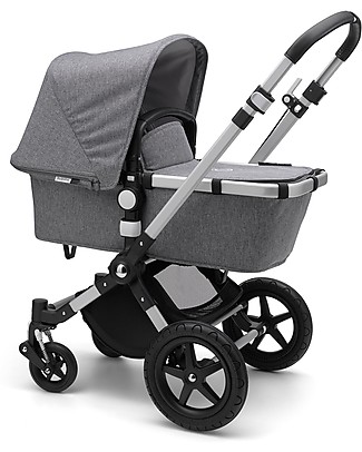 Bugaboo Passeggino Bugaboo Cameleon 3 Plus Con Seduta e Navicella - Telaio Alluminio + Rivestimento Grigio Melange - Il più versatile! Passeggini