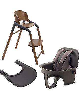 Bugaboo Sedia Evolutiva Giraffe + Baby Set per Base Giraffe + Vassoio per Baby Set Giraffe - Grigio - Legno di Faggio FSC e Bio Plastica Sostenibile Seggioloni Pappa