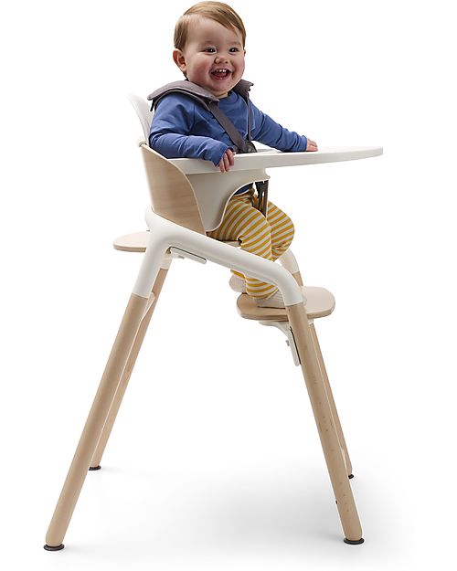 Bugaboo Sedia Evolutiva Giraffe - Naturale Bianco - Legno di Faggio FSC e Bio Plastica Sostenibile Seggioloni Pappa