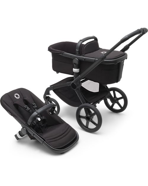 Bugaboo Set Completo Bugaboo Fox5 - Black Midnight Black - dalla Nascita ai 22kg Passeggini Trio e Duo
