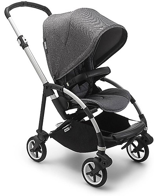 Bugaboo Trio Bee 6 Grigio Melange con Navicella e Seggiolino Auto Turtle Air Grigio Melange- Adattatori inclusi! Passeggini Trio e Duo