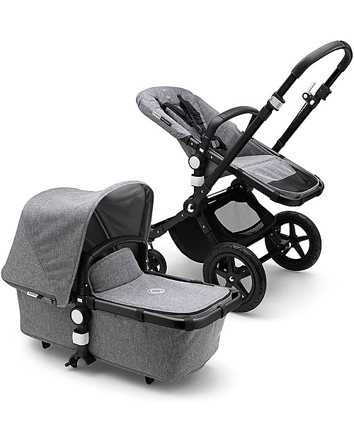 Bugaboo Trio Cameleon 3 Plus Grigio Melange con base Isofix e Seggiolino Auto Turtle Air Grigio Melange - Adattatori inclusi! Passeggini Trio e Duo