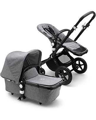 Bugaboo Trio Cameleon 3 Plus Grigio Melange con base Isofix e Seggiolino Auto Turtle Air Grigio Melange - Adattatori inclusi! Passeggini Trio e Duo