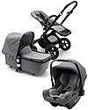 Bugaboo Trio Cameleon 3 Plus Grigio Melange con base Isofix e Seggiolino Auto Turtle Air Grigio Melange - Adattatori inclusi! Passeggini Trio e Duo