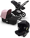 Bugaboo Trio Fox2 Nero con Cappottina Rosa e Seggiolino Auto Turtle Air Nero - Scelto da Chiara Ferragni! Passeggini Trio e Duo