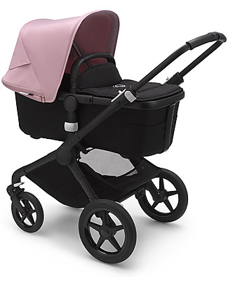 Bugaboo Trio Fox2 Nero con Cappottina Rosa e Seggiolino Auto Turtle Air Nero - Scelto da Chiara Ferragni! Sistemi Combinabili per Trio