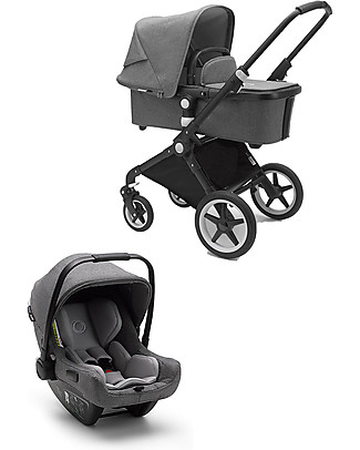 Bugaboo Trio Lynx Grigio Mélange con Seggiolino Turtle Air Grigio Mélange - Adattatori Inclusi! Passeggini Classici