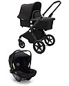 Bugaboo Trio Lynx Nero - Telaio Nero con Seggiolino Turtle Air Nero - Adattatori Inclusi! Passeggini Trio e Duo