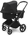 Bugaboo Trio Lynx Nero - Telaio Nero con Seggiolino Turtle Air Nero - Adattatori Inclusi! Passeggini Trio e Duo