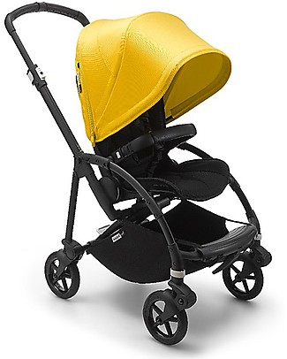 Bugaboo Trio Passeggino Bee 6 Giallo Limone con Navicella e Seggiolino Auto Turtle Air Nero - Adattatori inclusi! Sistemi Combinabili per Trio