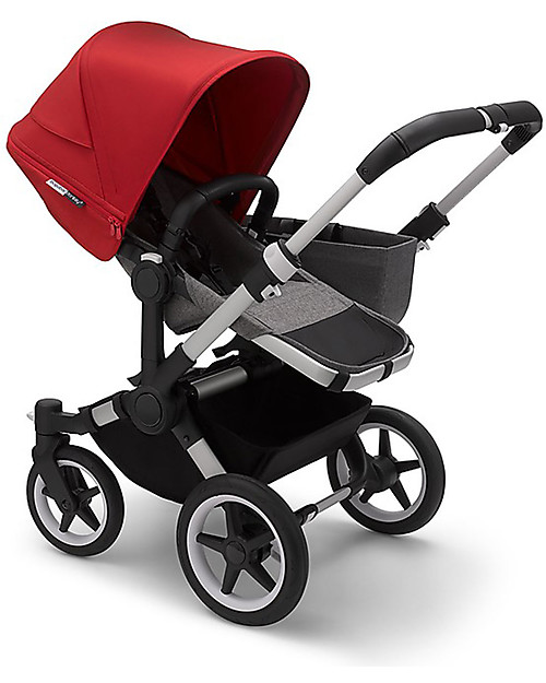 Bugaboo Trio Passeggino Donkey 3 Grigio Mélange con Cappottina Rossa e Seggiolino Turtle Air Grigio Mélange Passeggini Trio e Duo