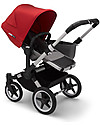 Bugaboo Trio Passeggino Donkey 3 Grigio Mélange con Cappottina Rossa e Seggiolino Turtle Air Grigio Mélange Passeggini Trio e Duo