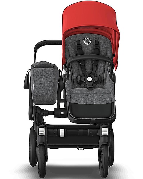 Bugaboo Trio Passeggino Donkey 3 Grigio Mélange con Cappottina Rossa e Seggiolino Turtle Air Grigio Mélange Passeggini Trio e Duo