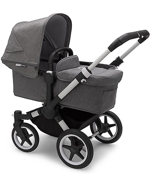 Bugaboo Trio Passeggino Donkey 3 Grigio Mélange con Navicella e Seggiolino Auto Grigio Turtle Air Grigio Mélange Passeggini Trio e Duo