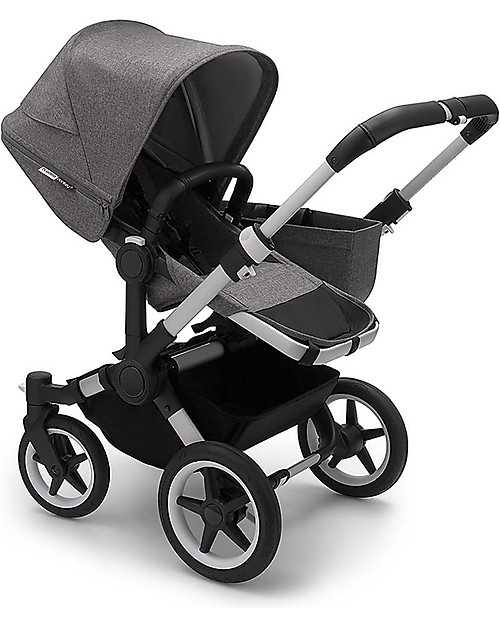 Bugaboo Trio Passeggino Donkey 3 Grigio Mélange con Navicella e Seggiolino Auto Grigio Turtle Air Grigio Mélange Passeggini Trio e Duo