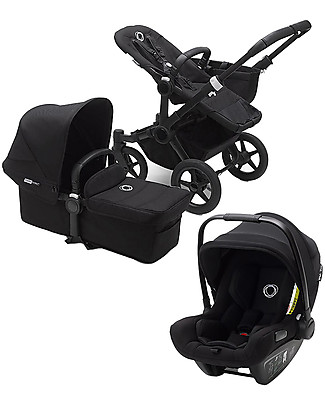 Bugaboo Trio Passeggino Donkey 3 Nero con Navicella e Seggiolino Auto Turtle Air Nero Passeggini Classici