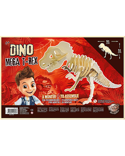 Buki Dino Mega T-Rex - Tirannosauro Gigante in Legno da Assemblare! Puzzle