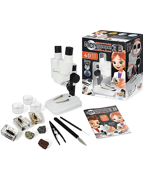 Buki Microscopio Binoculare 3D - contiene 40 Esperimenti! Giochi STEM