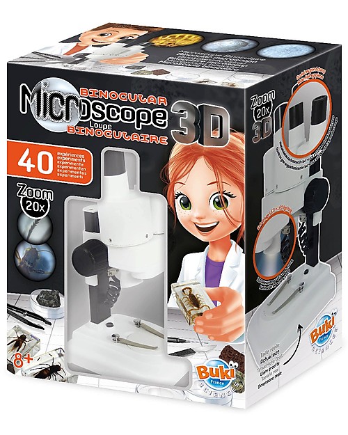 Buki Microscopio Binoculare 3D - contiene 40 Esperimenti! Giochi STEM