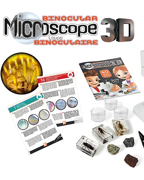 Buki Microscopio Binoculare 3D - contiene 40 Esperimenti! Giochi STEM