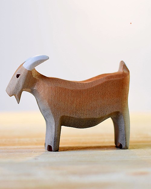Bumbu Toys Billy la Capra - Legno - 7 cm - Fatto a Mano Animali in Legno