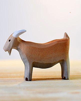 Bumbu Toys Billy la Capra - Legno - 7 cm - Fatto a Mano Animali in Legno