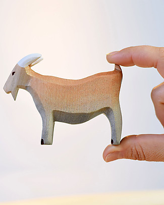 Bumbu Toys Billy la Capra - Legno - 7 cm - Fatto a Mano Animali in Legno