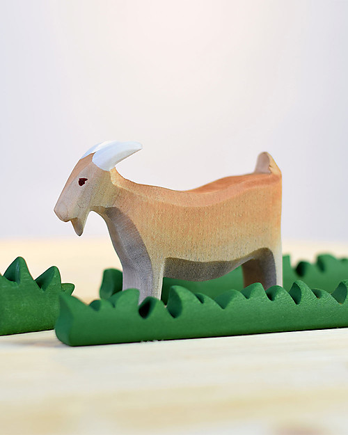 Bumbu Toys Billy la Capra - Legno - 7 cm - Fatto a Mano Animali in Legno