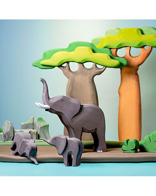 Bumbu Toys Elefante Bumbi - Grande - 24 cm - Fatto a Mano Animali in Legno