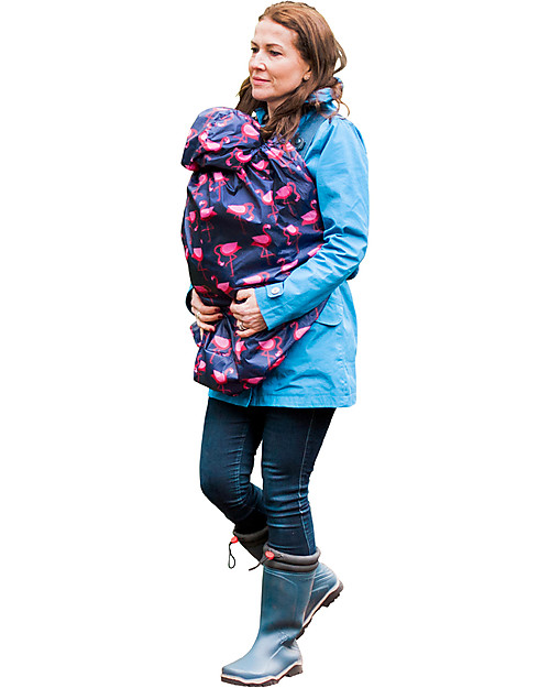 BundleBean Copertura Protettiva Impermeabile Leggera Fenicotteri Blu per Babywearing Accessori Babywearing