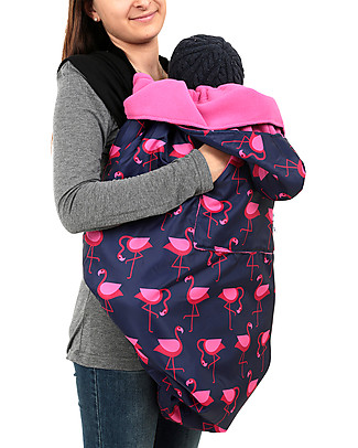 BundleBean Copertura Protettiva Impermeabile Termica Fenicotteri Blu per Babywearing Fasce Portabebé