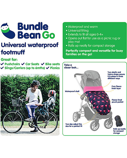 BundleBean GO - Copertura Universale 5-1 da Passeggino - Elefanti - Impermeabile e Termica Cappottine e Rivestimenti