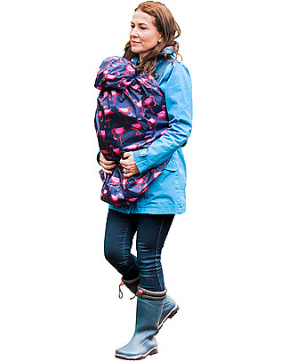 BundleBean OUTLET Copertura Protettiva Impermeabile Leggera Fenicotteri Blu per Babywearing - Pezzo di Showroom Fasce Portabebé