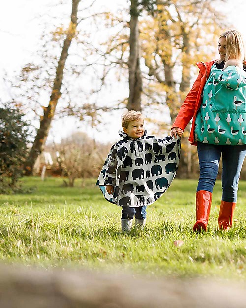 BundleBean Poncho per Bambini - Elefanti - 100 % Impermeabile Impermeabili