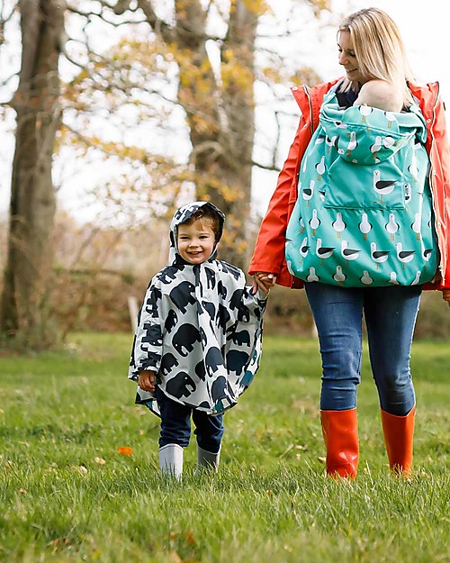 BundleBean Poncho per Bambini - Elefanti - 100 % Impermeabile Impermeabili