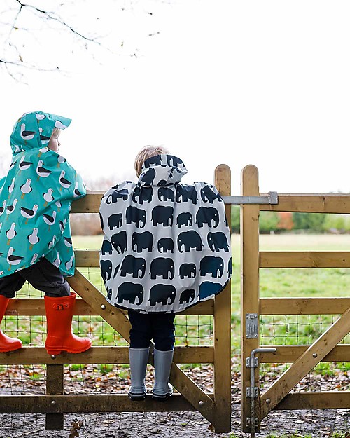 BundleBean Poncho per Bambini - Elefanti - 100 % Impermeabile Impermeabili