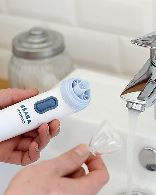 Béaba Aspiratore Nasale Evolutivo Tomydoo Elettrico - Blu - un Attacco Diverso Via Via che Passano i Mesi Aspiratori Nasali