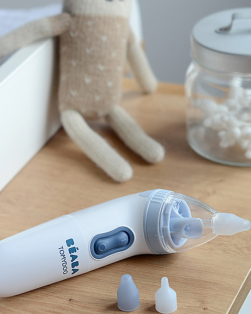 Béaba Aspiratore Nasale Evolutivo Tomydoo Elettrico - Blu - un Attacco Diverso Via Via che Passano i Mesi Aspiratori Nasali