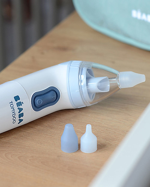Béaba Aspiratore Nasale Evolutivo Tomydoo Elettrico - Blu - un Attacco Diverso Via Via che Passano i Mesi Aspiratori Nasali