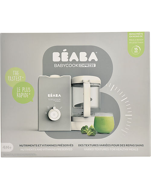 Béaba Babycook® Express Velvet Grey - Pasti Sani Veloci e Adatti al tuo Bambino che Cresce - Presa Europea Cuoci Pappa_