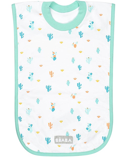 Béaba Bavaglino Evolutivo - Cotone - Cactus - più Lungo e più Largo per una Migliore Protezione Bavagli Classici
