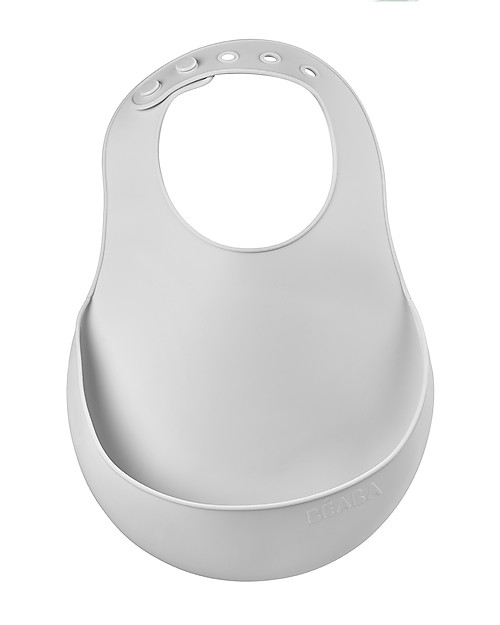 Béaba Bavaglino Impermeabile con Tasca Raccogli Cibo - Silicone - Grigio Bavagli Impermeabili con Tasca