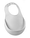Béaba Bavaglino Impermeabile con Tasca Raccogli Cibo - Silicone - Grigio Bavagli Impermeabili con Tasca