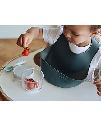 Béaba Bavaglino Impermeabile con Tasca Raccogli Cibo - Silicone - Mineral Bavagli Impermeabili con Tasca