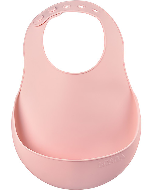 Béaba Bavaglino Impermeabile con Tasca Raccogli Cibo - Silicone - Rosa Bavagli Impermeabili con Tasca