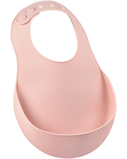 Béaba Bavaglino Impermeabile con Tasca Raccogli Cibo - Silicone - Rosa Bavagli Impermeabili con Tasca
