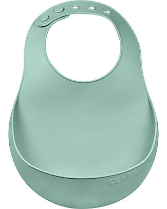 Béaba Bavaglino Impermeabile con Tasca Raccogli Cibo - Silicone - Verde Salvia Bavagli Impermeabili con Tasca