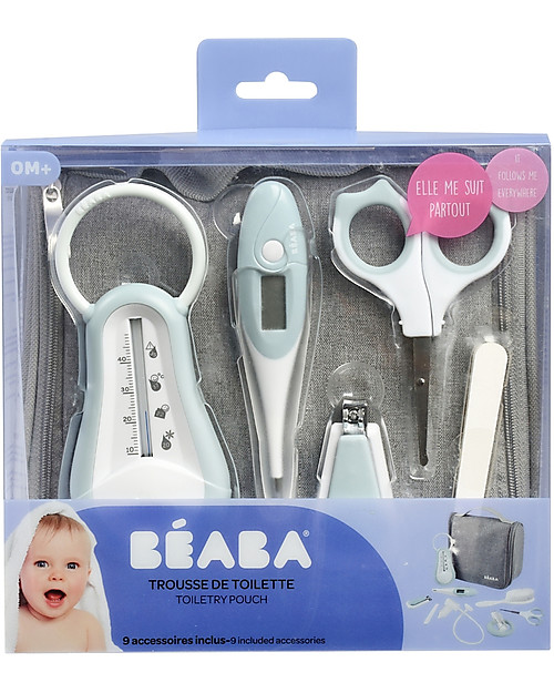 Béaba Beauty Case Completo da Appendere - Azzurro - Tutto il Necessario Sempre a Portata di Mano Kit Toilette Neonato
