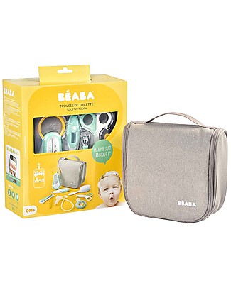 Béaba Beauty Case Completo da Appendere - Grigio - Tutto il Necessario Sempre a Portata di Mano Kit Toilette Neonato